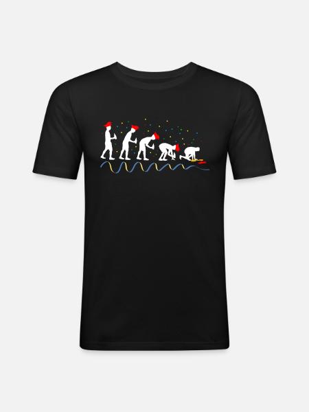 Karneval Evolution Fasching - Männer Slim Fit T-Shirt - Schwarz