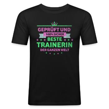 Trainer beste Trainerin - Männer Slim Fit T-Shirt - Schwarz - Vorne - Nik (191cm)
