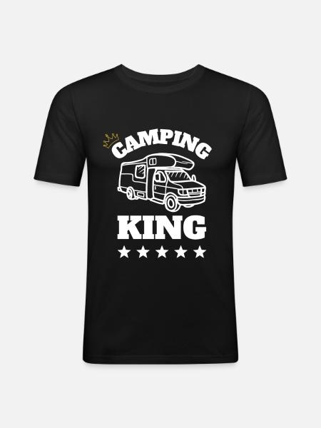 Camping King Geschenkidee - Männer Slim Fit T-Shirt - Schwarz