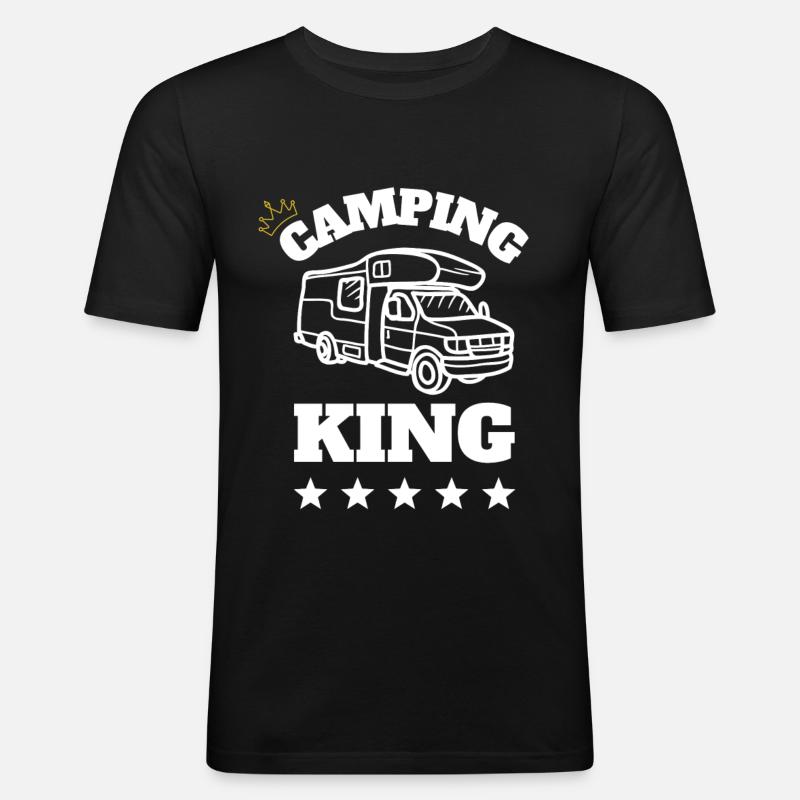 Camping King Geschenkidee - Männer Slim Fit T-Shirt - Schwarz