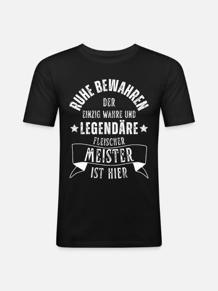 Legendärer Fleischer Meister Beruf - Männer Slim Fit T-Shirt - Schwarz