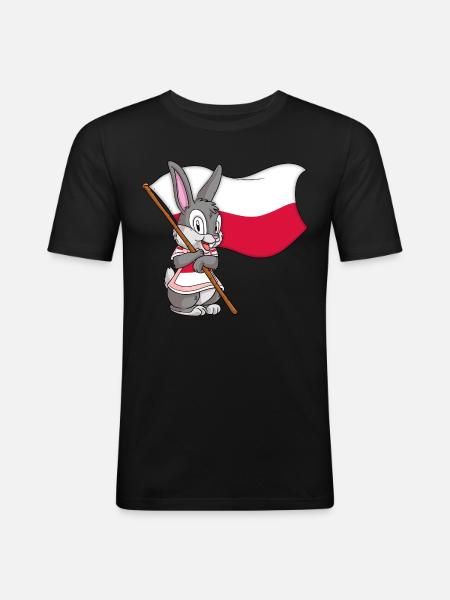 Poland Rabbit - Men's Slim Fit T-Shirt - black