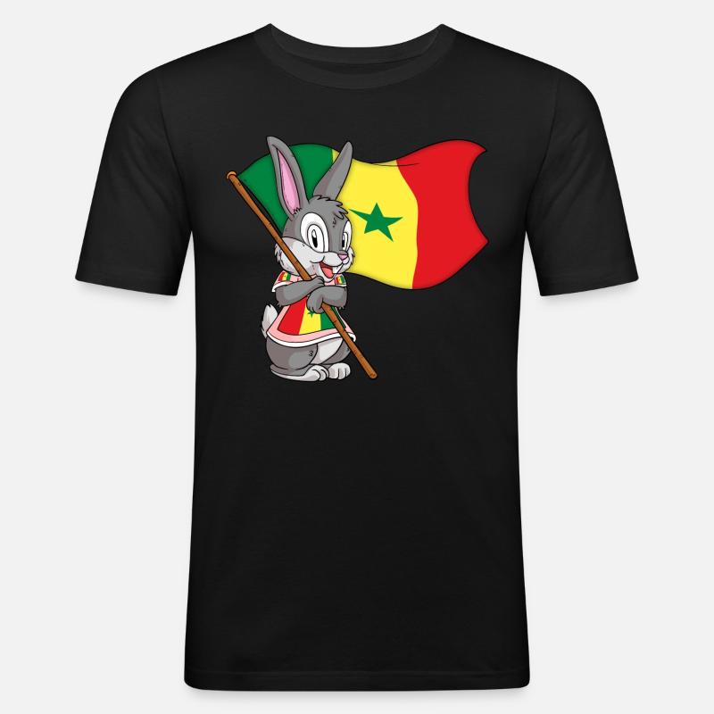 Senegal Hase - Männer Slim Fit T-Shirt - Schwarz