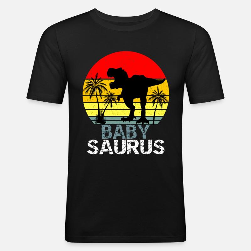 Babysaurus T Rex Dinosaur - Men's Slim Fit T-Shirt - black