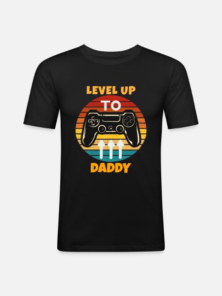 Leveled Up To Daddy - Men's Slim Fit T-Shirt - black