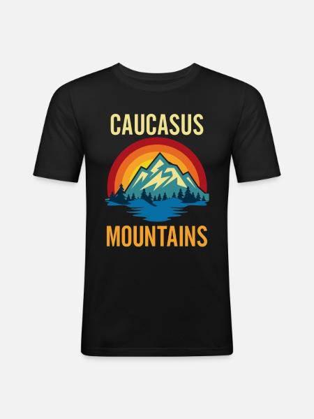 Caucasus Mountains Sunset - Men's Slim Fit T-Shirt - black