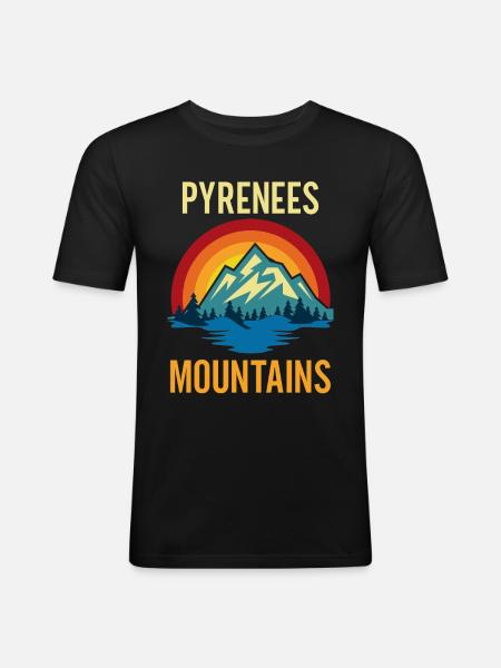 Pyrenees Mountains Sunset - Men's Slim Fit T-Shirt - black
