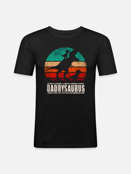 Daddysaurus - T-shirt près du corps Homme - noir