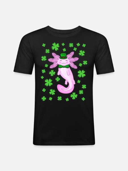 St patricks axolotl pink - Men's Slim Fit T-Shirt - black