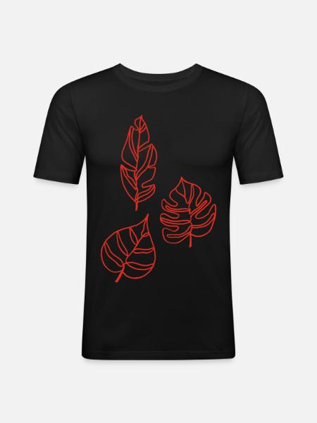 Sketch of nature (red) - Men's Slim Fit T-Shirt - black