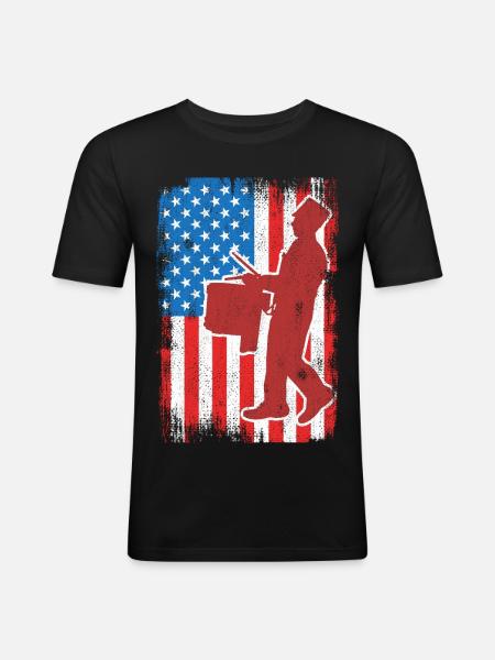 Drum 4th of July USA - Men's Slim Fit T-Shirt - black