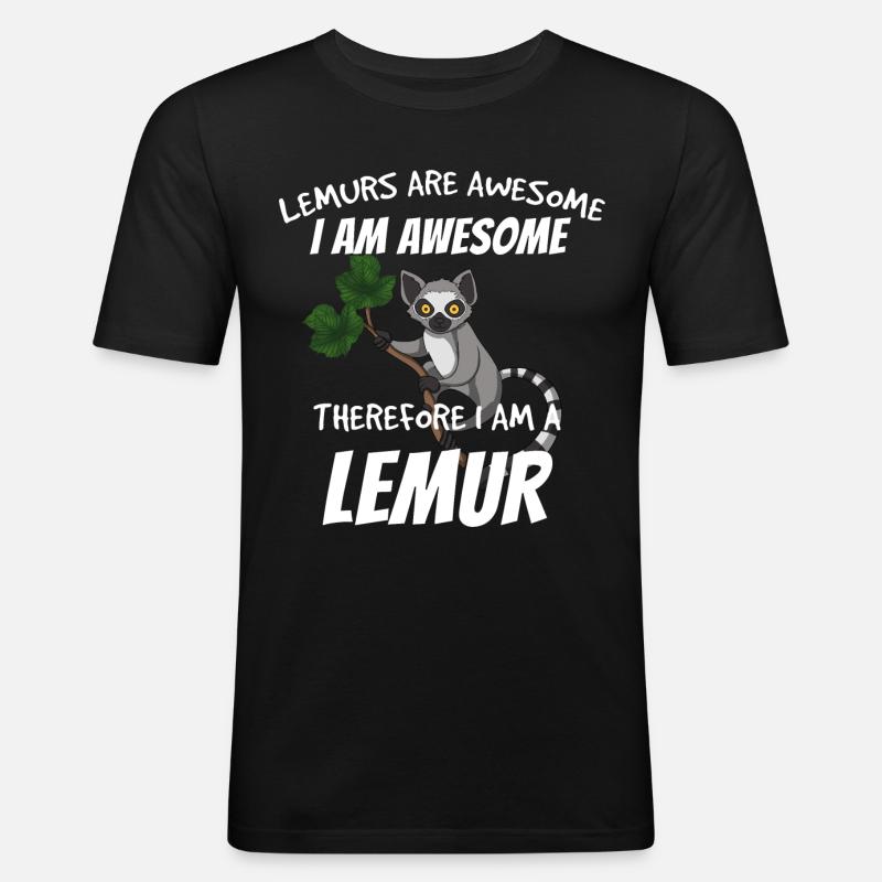 Lemur - Männer Slim Fit T-Shirt - Schwarz