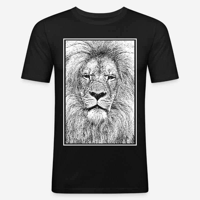Prächtiger Löwe - Männer Slim Fit T-Shirt - Schwarz