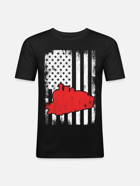U.S. Patriotic Railroad Worker - Men's Slim Fit T-Shirt - black