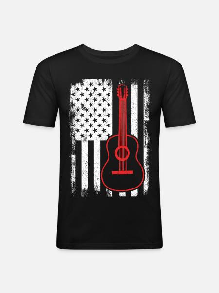 4th of July Guitar United States - Men's Slim Fit T-Shirt - black