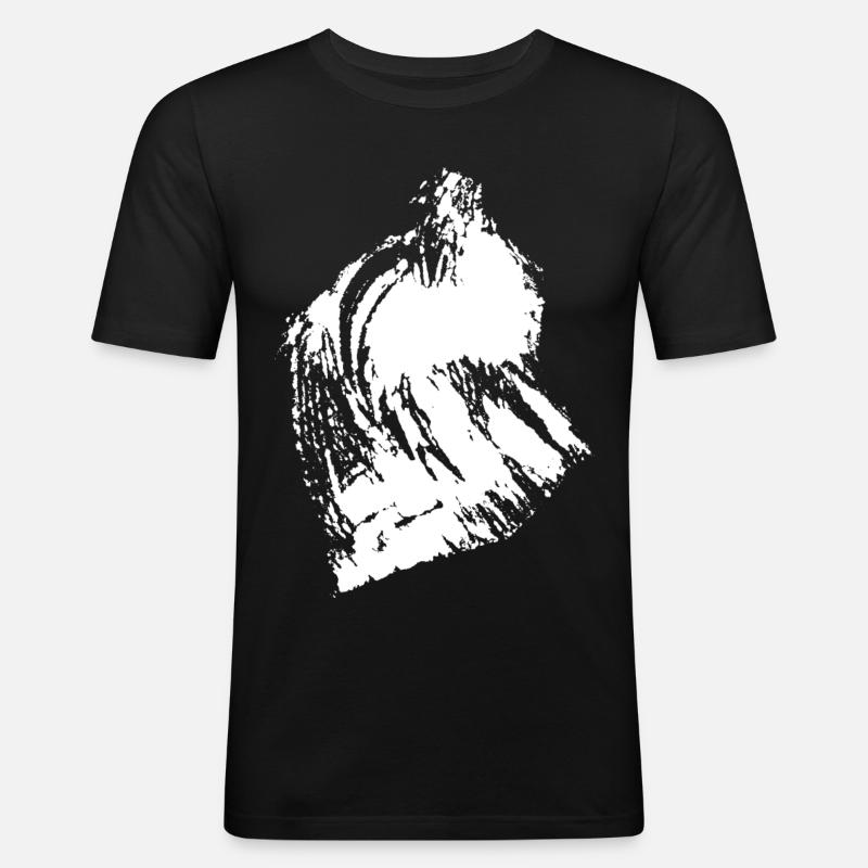 Mural Mountains - Männer Slim Fit T-Shirt - Schwarz