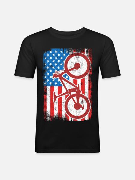 4. Juli USA MTB - Männer Slim Fit T-Shirt - Schwarz