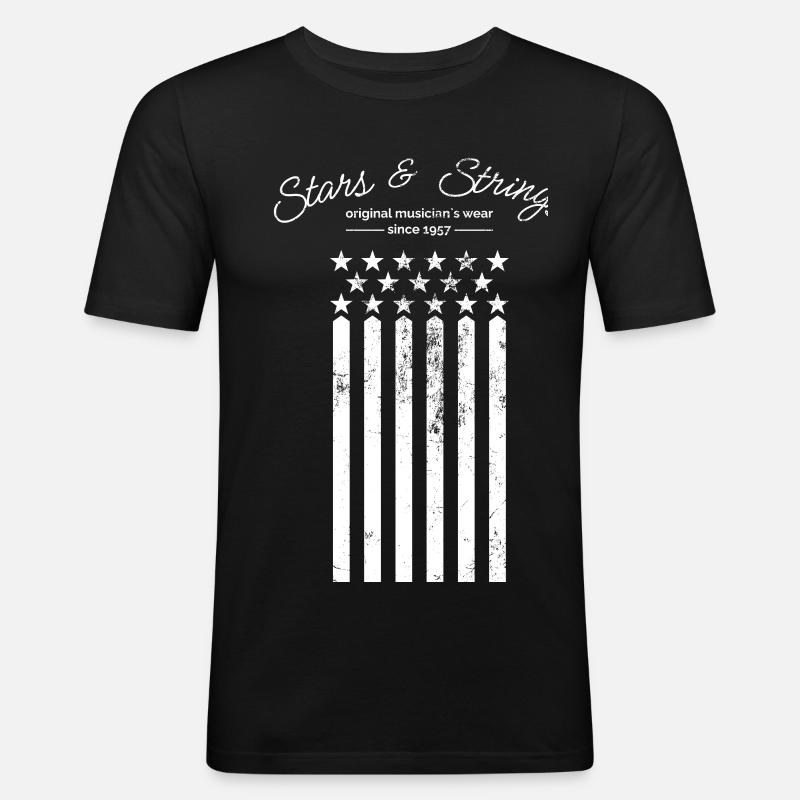 Stars and Strings - Männer Slim Fit T-Shirt - Schwarz