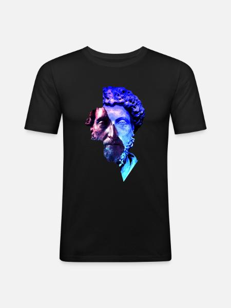 Stoicyzm Marcus Aurelius Purple Uniwersum Artwork - Obcisła koszulka męska - czarny