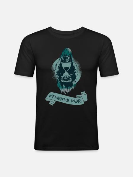 „Memento Mori“, kranium, død, husk - Herre Slim Fit T-Shirt - sort