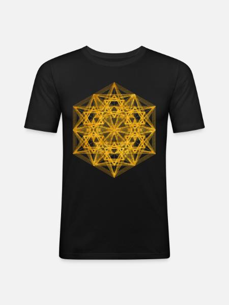 Geometric dimensional Metatrons Cube - Men's Slim Fit T-Shirt - black