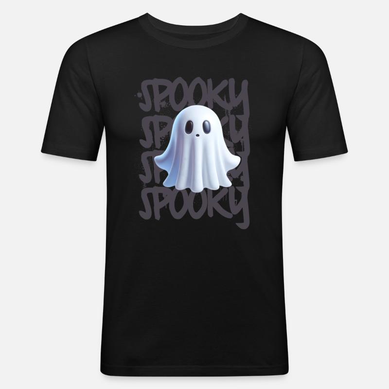 Spooky Ghost Geist Halloween - Männer Slim Fit T-Shirt - Schwarz