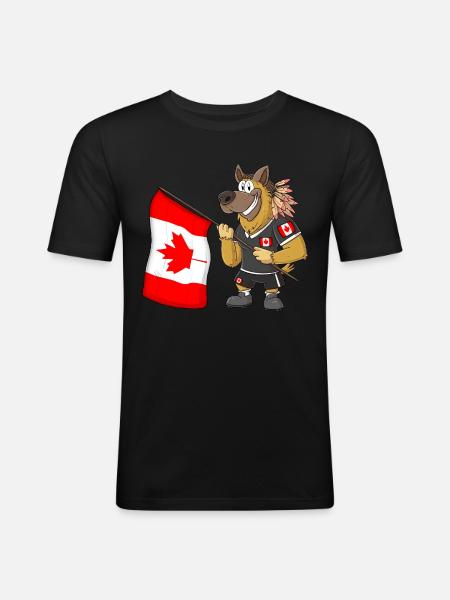 Canada Rasta Dog - Men's Slim Fit T-Shirt - black