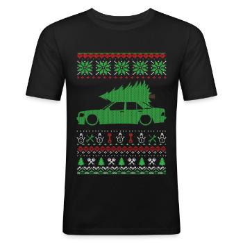 Christmas Ugly Sweater - Männer Slim Fit T-Shirt - Schwarz - Vorne - Nik (191cm)