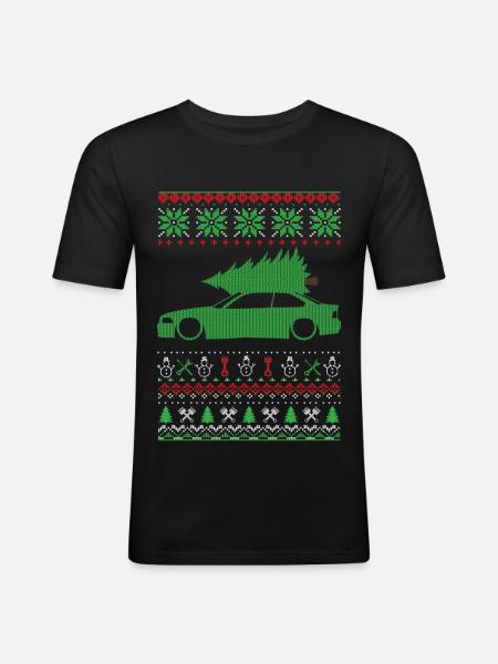 Pull moche de Noël - T-shirt près du corps Homme - noir