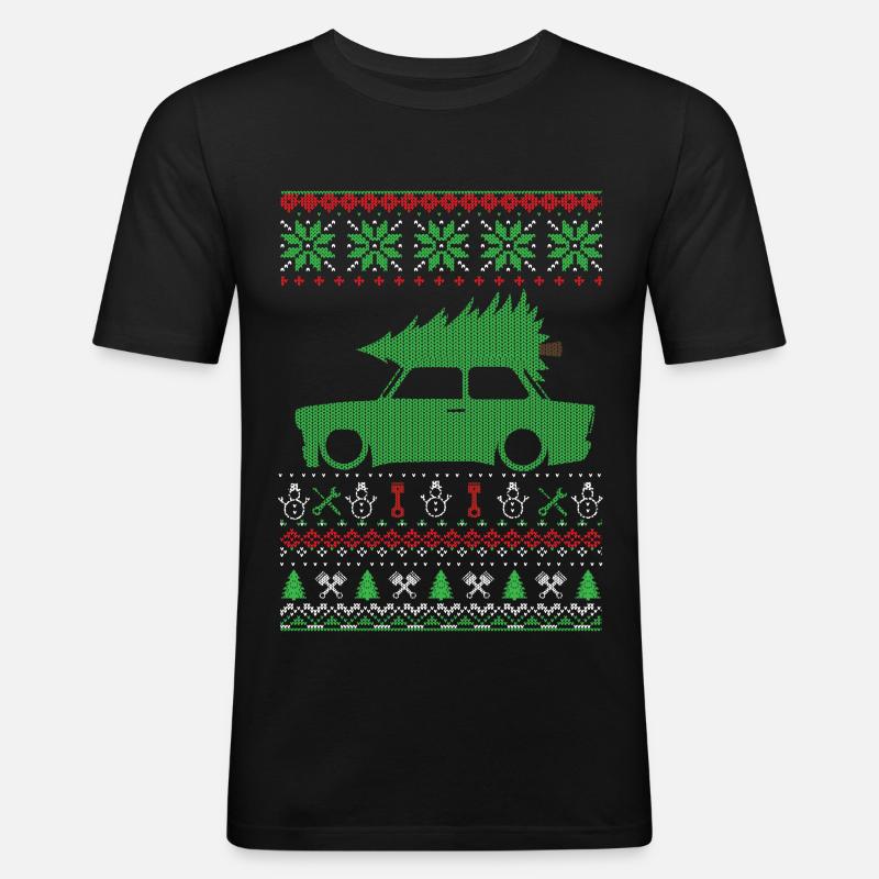 Pull moche de Noël - T-shirt près du corps Homme - noir