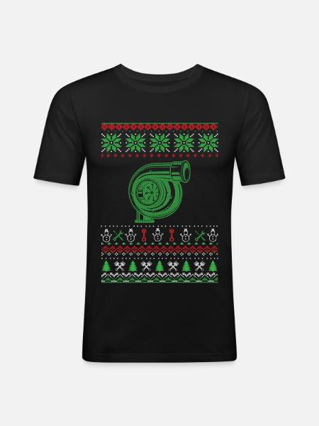 Christmas Ugly Sweater - Men's Slim Fit T-Shirt - black