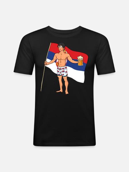 Serbien Hot Boy - Männer Slim Fit T-Shirt - Schwarz