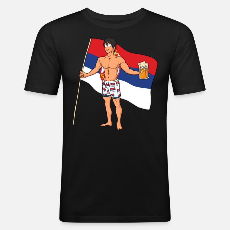 Serbien Hot Boy - Männer Slim Fit T-Shirt - Schwarz