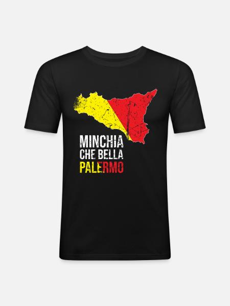 MINCHIA CHE BELLA PALERMO Sicile - T-shirt près du corps Homme - noir
