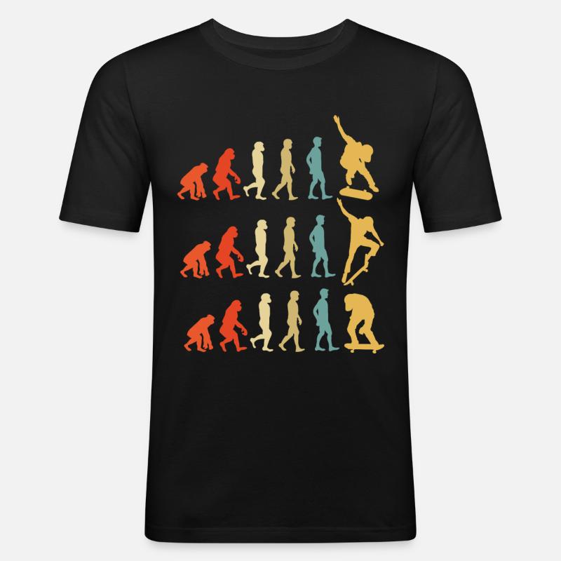 Skateboard Evolution Geschenk - Männer Slim Fit T-Shirt - Schwarz