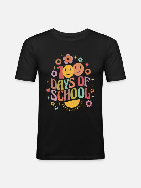 100 jours d’école - T-shirt près du corps Homme - noir