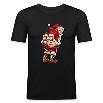 Santa Claus Santa Claus - T-shirt près du corps Homme - noir - Devant - Nik (191cm)