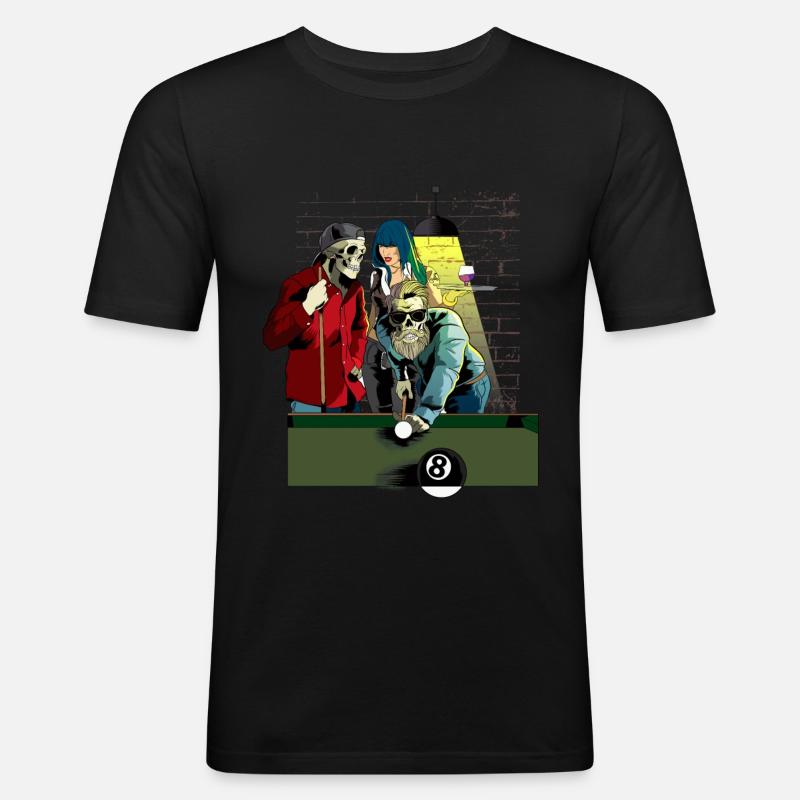 Billard Pool Snooker - Männer Slim Fit T-Shirt - Schwarz