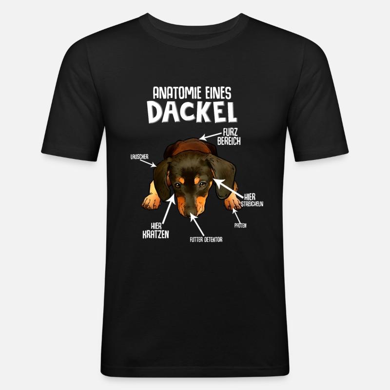 Dackel Hund Hunderasse - Männer Slim Fit T-Shirt - Schwarz