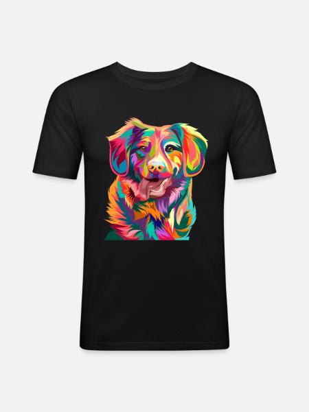 Artistic dog dog - Men's Slim Fit T-Shirt - black