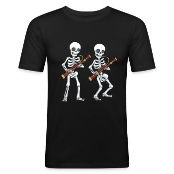 Fagott Tshirt Big Band Skelett Bassoon Fagott - Männer Slim Fit T-Shirt - Schwarz - Vorne - Nik (191cm)