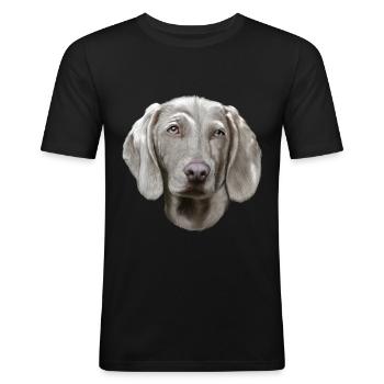 Chien Braque de Weimar - T-shirt près du corps Homme - noir - Devant - Nik (191cm)
