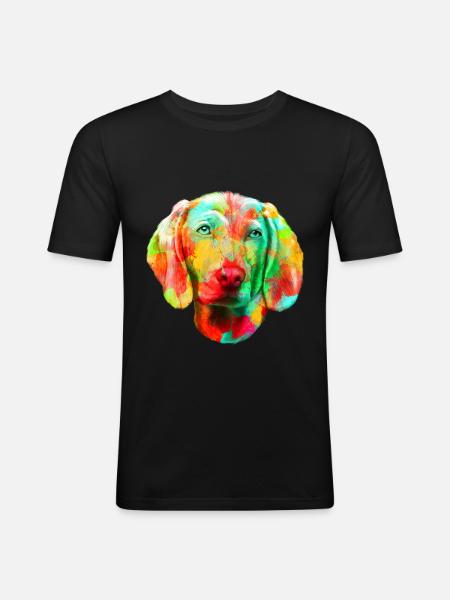 Weimaraner Hund Hunderasse - Männer Slim Fit T-Shirt - Schwarz