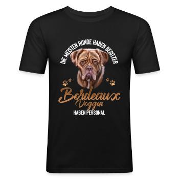 Bordeaux Dogge Hund Hunderasse - Männer Slim Fit T-Shirt - Schwarz - Vorne - Nik (191cm)
