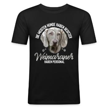Weimaraner Hund Hunderasse - Männer Slim Fit T-Shirt - Schwarz - Vorne - Nik (191cm)