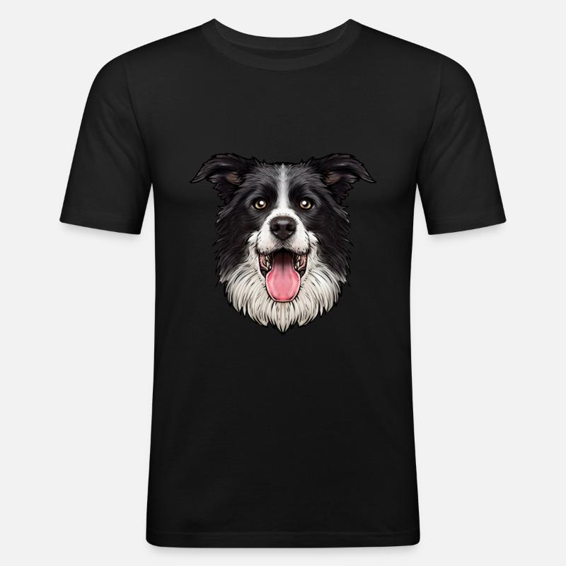 Border Collie Hund - Männer Slim Fit T-Shirt - Schwarz