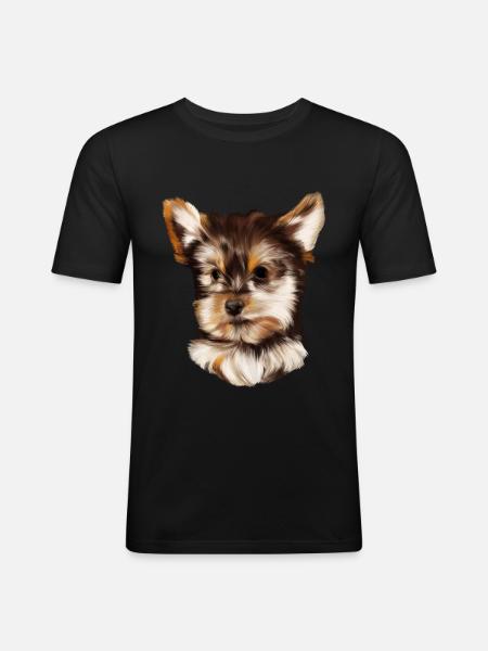 Yorkshire Terrier - Männer Slim Fit T-Shirt - Schwarz