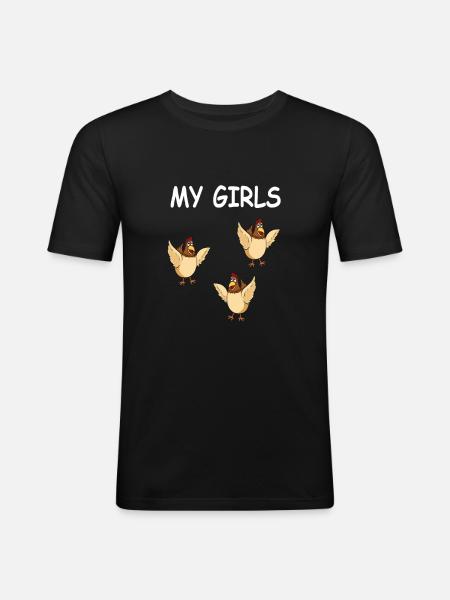 Funny farmer chickens gift idea - Men's Slim Fit T-Shirt - black