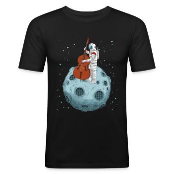 Kontrabass Geschenk Astronaut Big Band Kontrabass - Männer Slim Fit T-Shirt - Schwarz - Vorne - Nik (191cm)