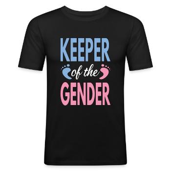 Gender Reveal Keeper of the Gender Schwangerschaft - Männer Slim Fit T-Shirt - Schwarz - Vorne - Nik (191cm)